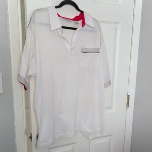Classic White Polo Shirt with Gray and Red Details